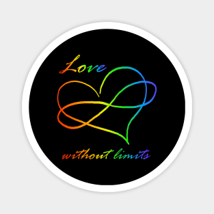 Love without Limits - Polyamorous pride rainbow infinity heart Magnet